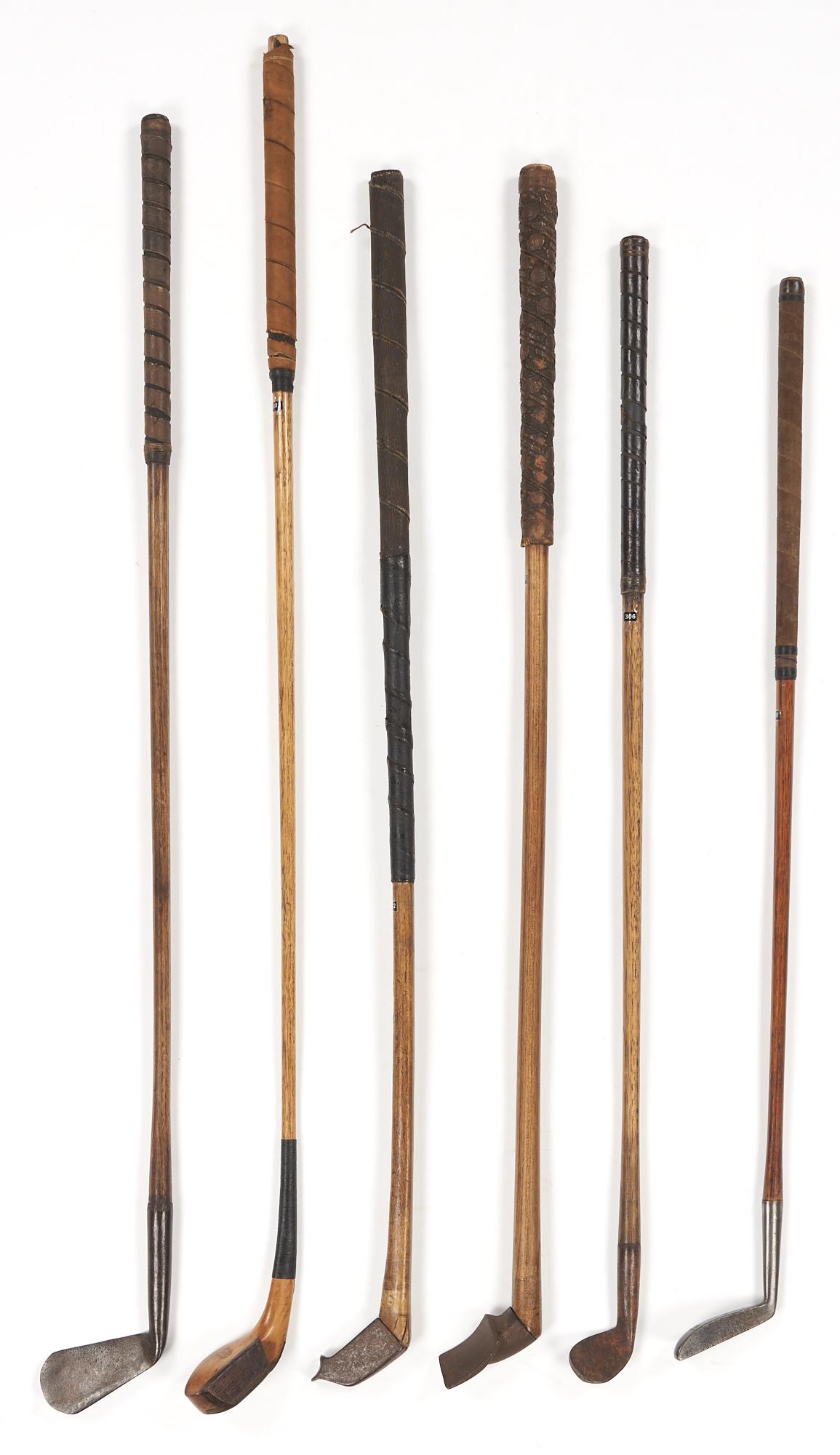 Collection of 6 Wood Shaft Antique Chole and Golf Clubs (1 of 8)