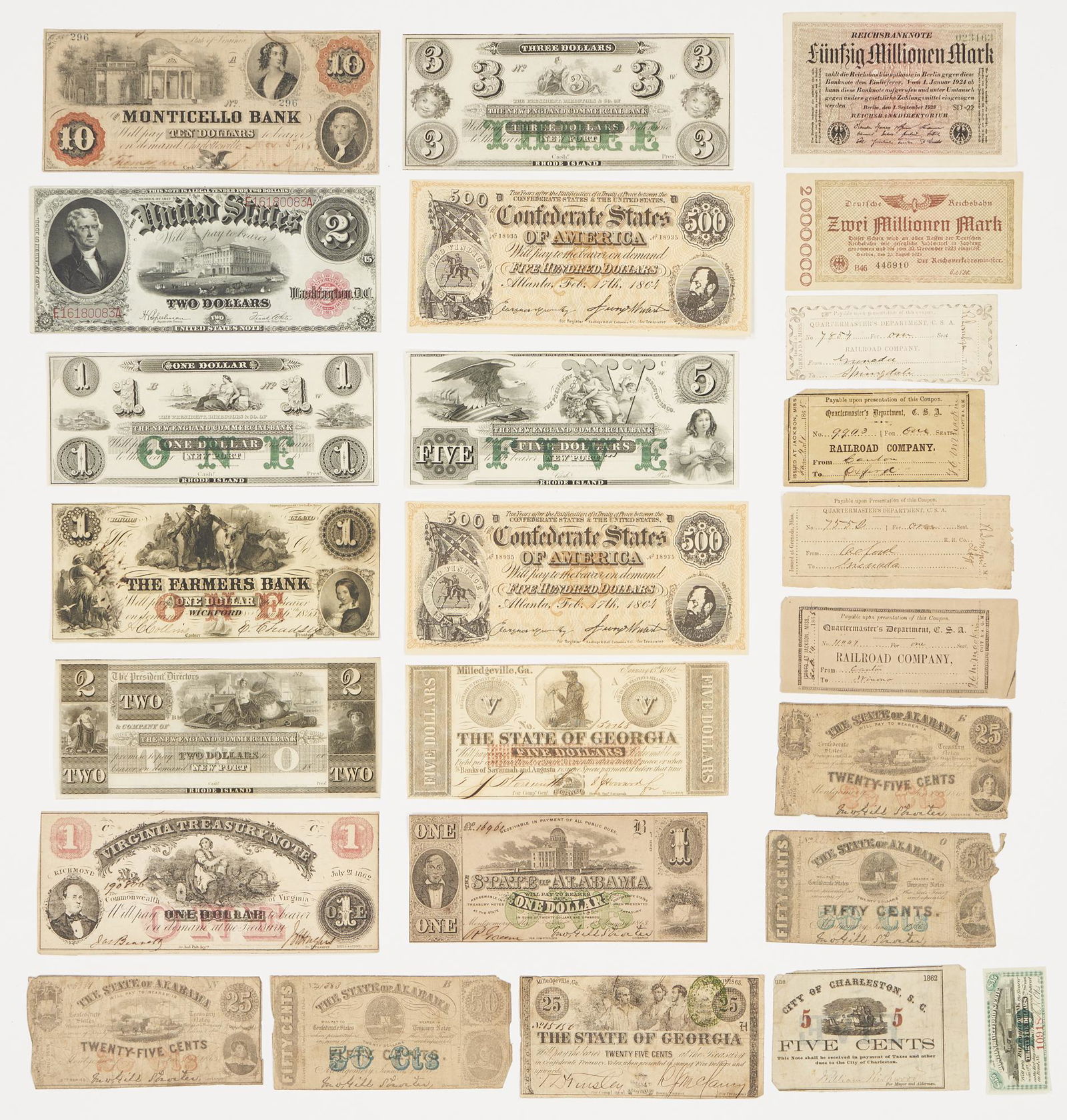 Collection of Obsolete Currency and Ephemera, incl. 1860 Virginia, Civil War, & Rhode Island (1 of 11)