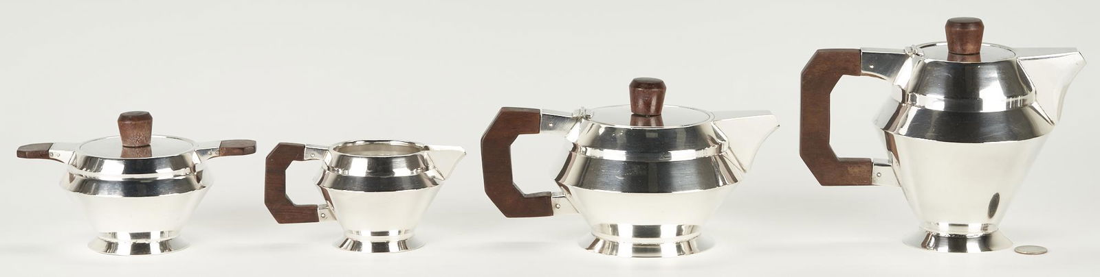 Modernist Sterling Silver Tea Set, 4 pcs. (1 of 16)