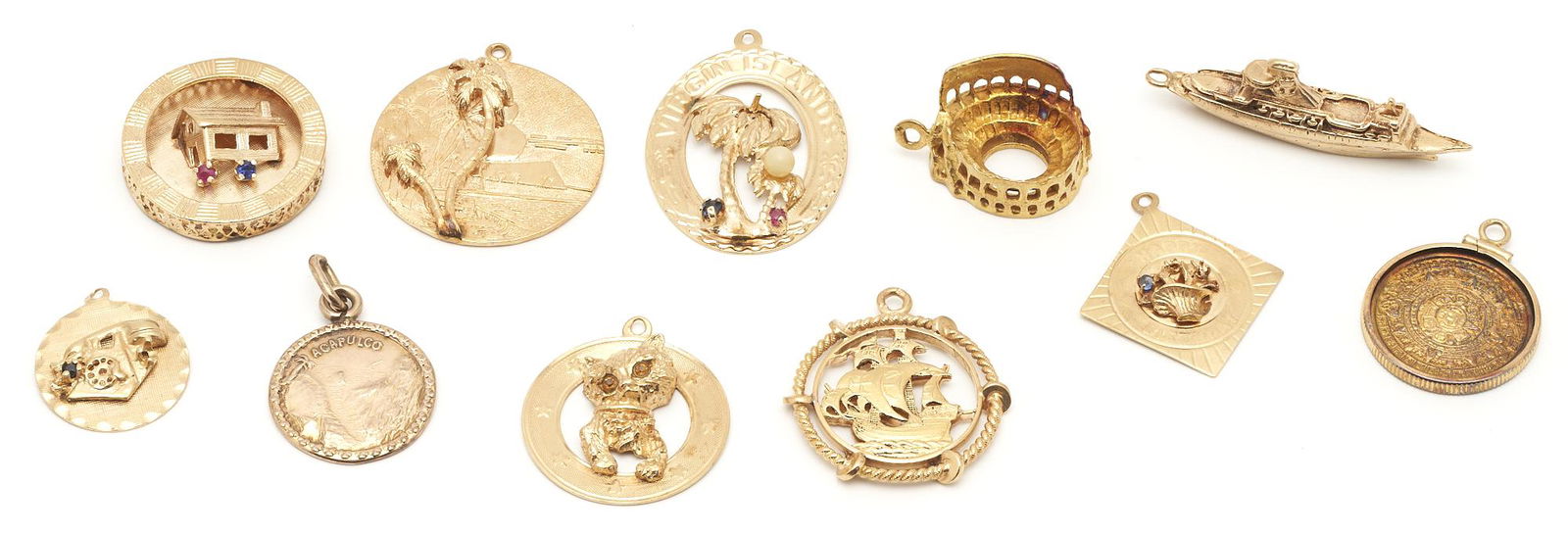 18K, 14K, and 10K Yellow Gold Charms, total 10 (1 of 12)