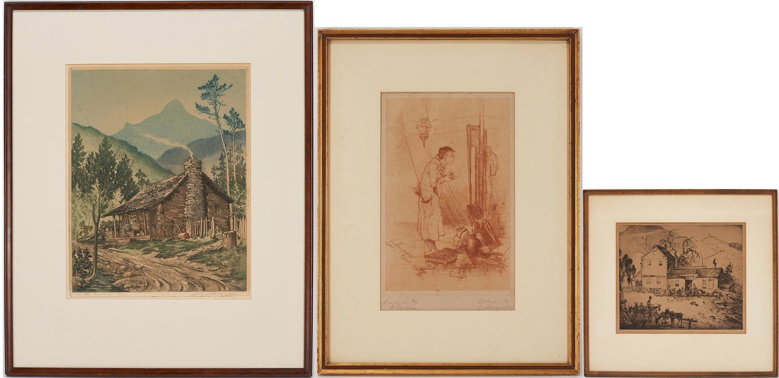 3 Signed Etchings, Leon Pescheret & Harrison Cady, Smoky Mountains, TN, & Elliott Daingerfield After (1 of 20)