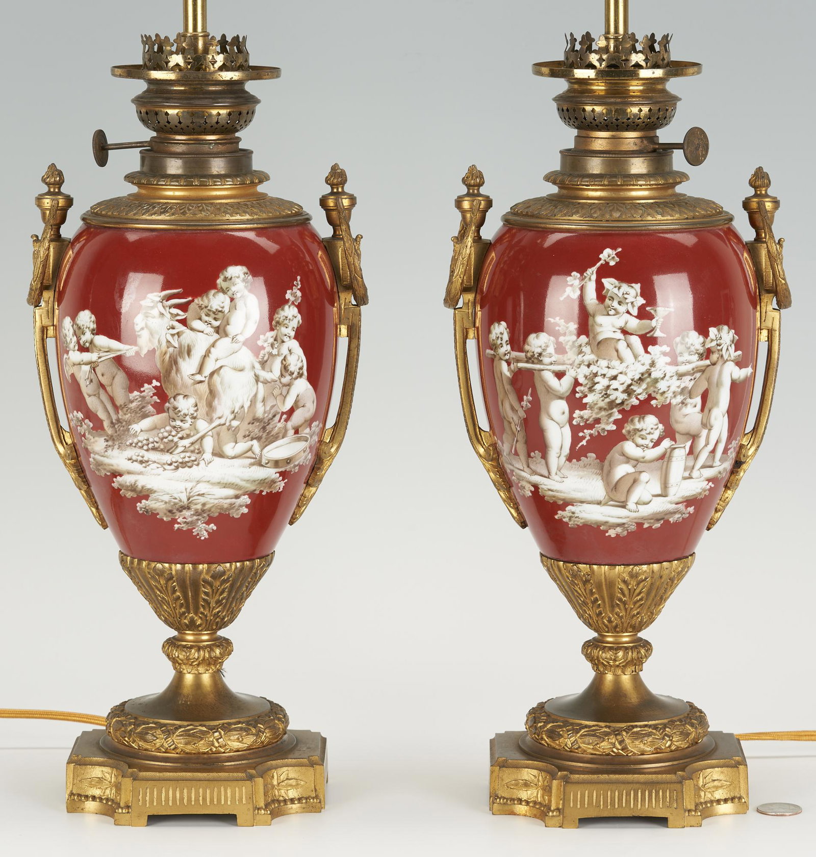Pair Empire Paris Porcelain Ormolu Mounted Lamps (1 of 11)