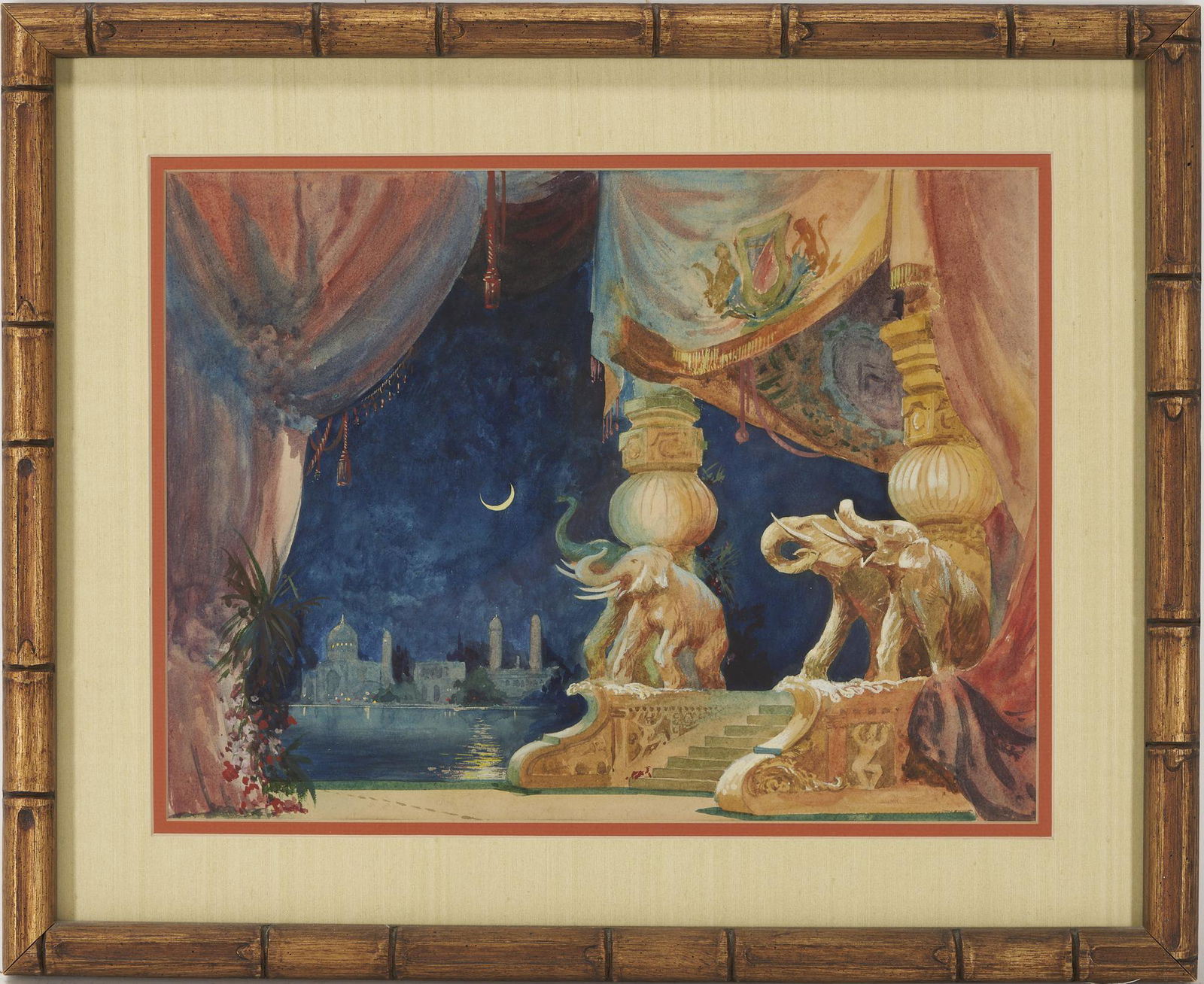 Orientalist Watercolor Painting, Taj Mahal (1 of 9)