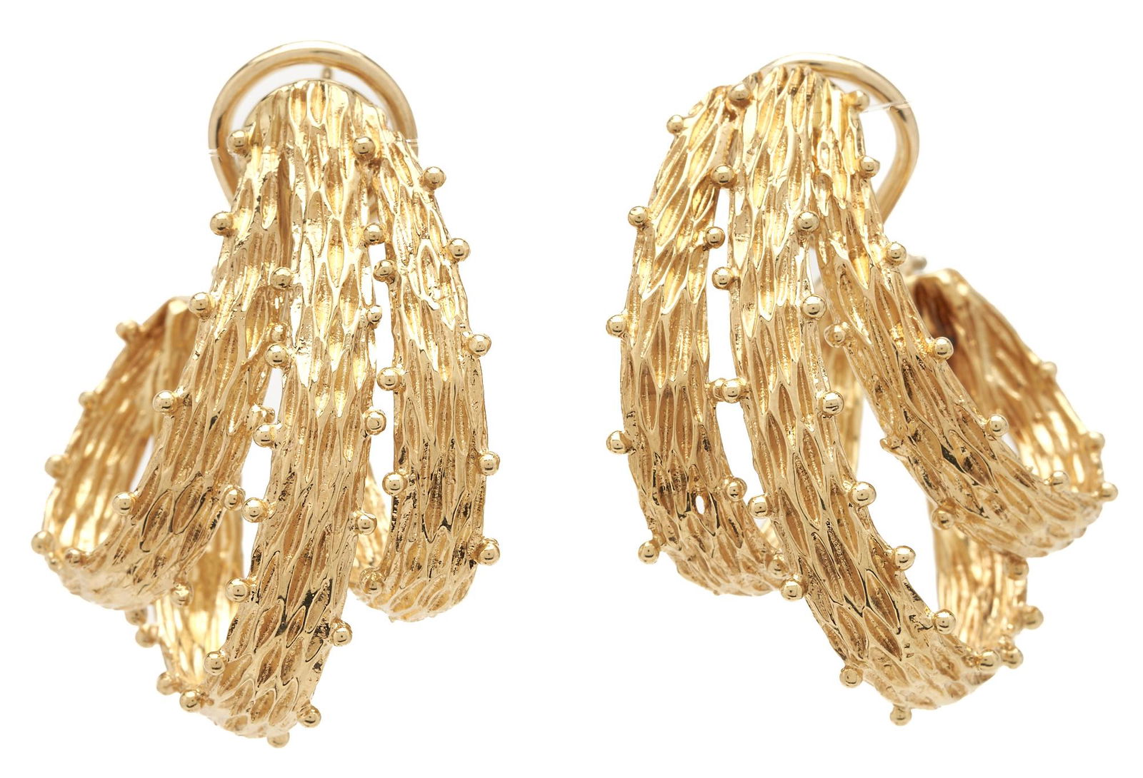 18K Triple Hoop Designer Earrings (1 of 6)