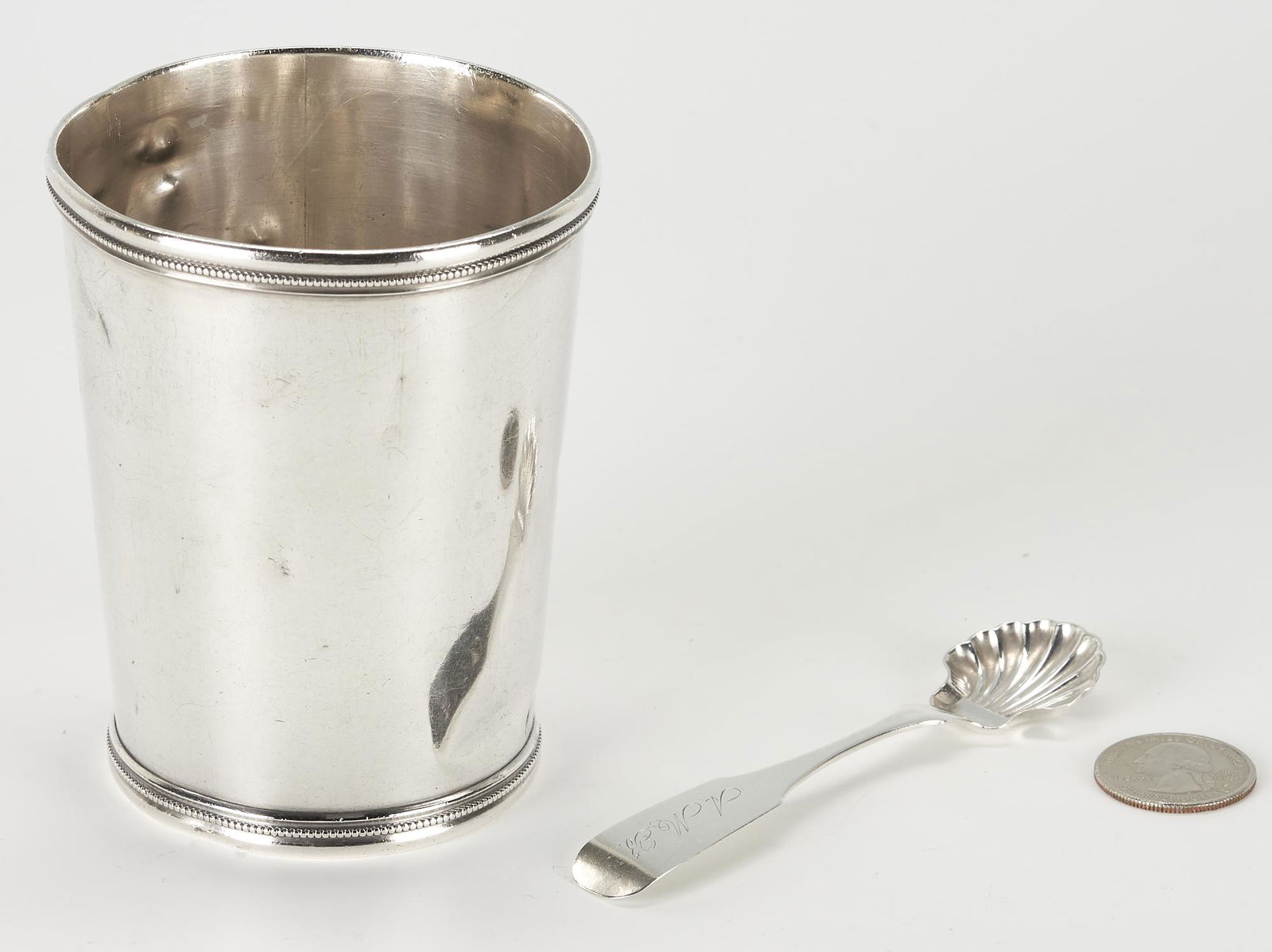 2 Coin Silver Items, KY Cup & Philadelphia Shell Spoon (1 of 14)