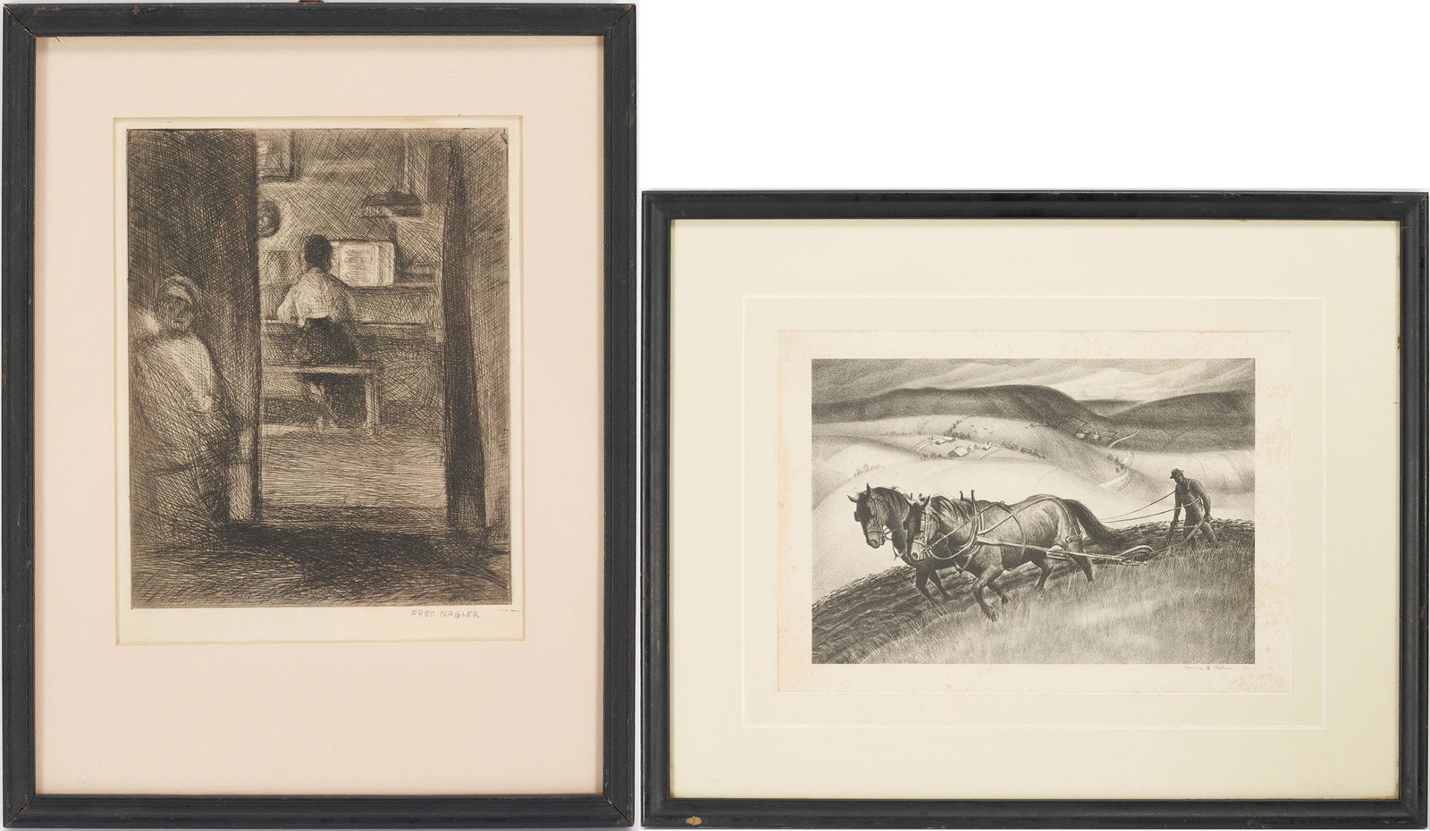 2 WPA Era Regionalist Prints Incl. James E Allen Lithograph & Fred Nagler Etching (1 of 16)