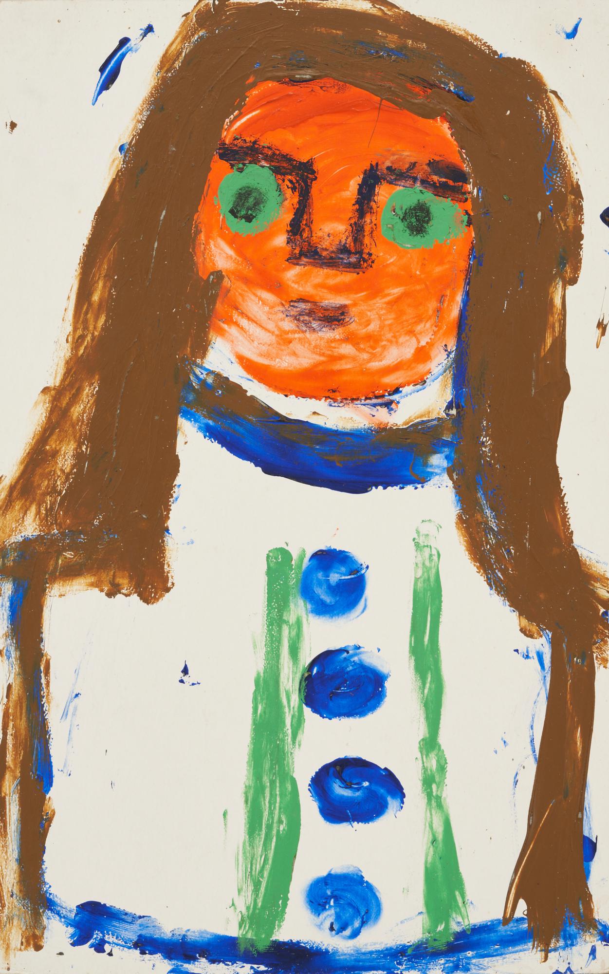 Eddy Mumma Outsider Art Painting, Figure w/ Orange Face (1 of 7)