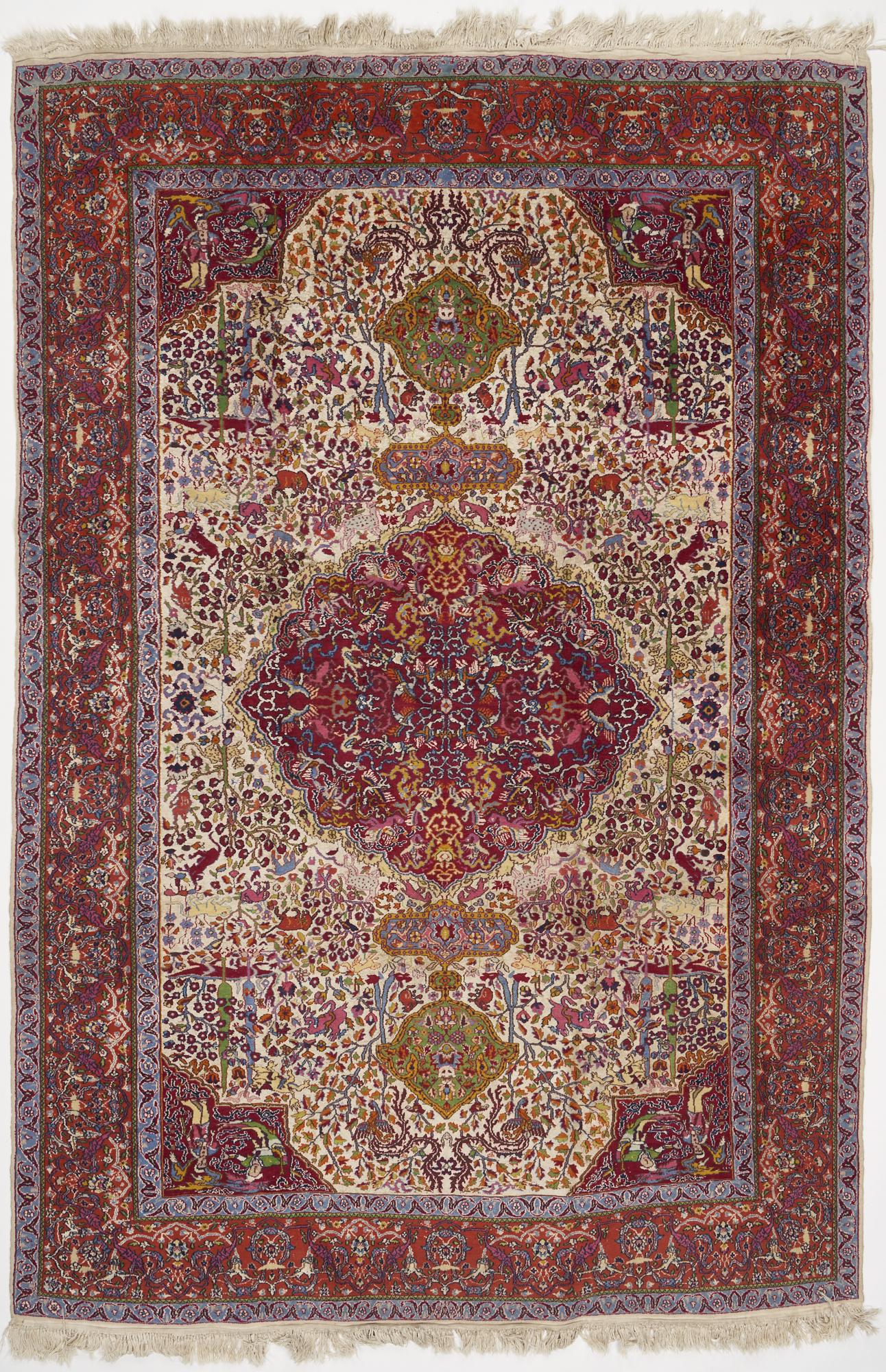 Indian Jaipur Pictorial Rug, Signed (1 of 12)