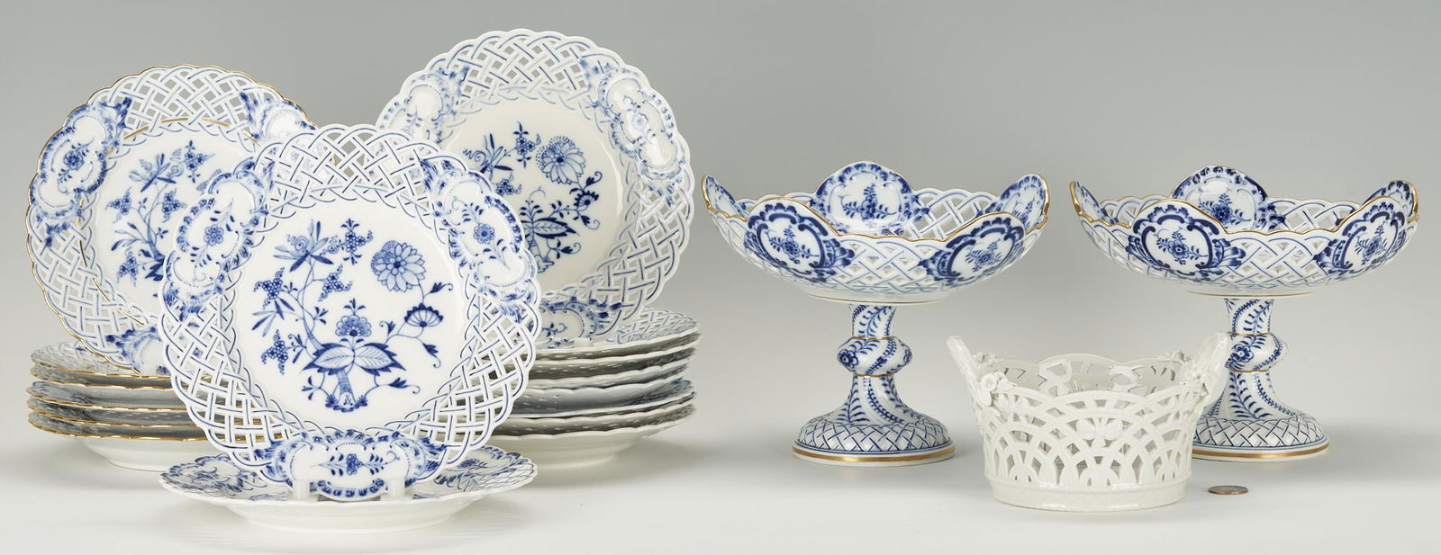 19 Pieces of German Porcelain, Mostly Meissen Blue Onion (1 of 13)