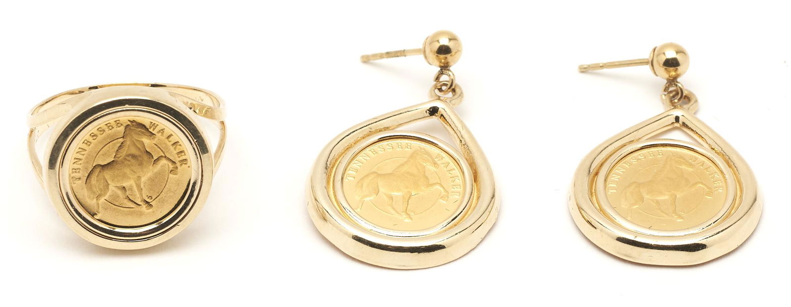 TN Walking Horse Gold Coin Ring & Earrings Set (1 of 6)