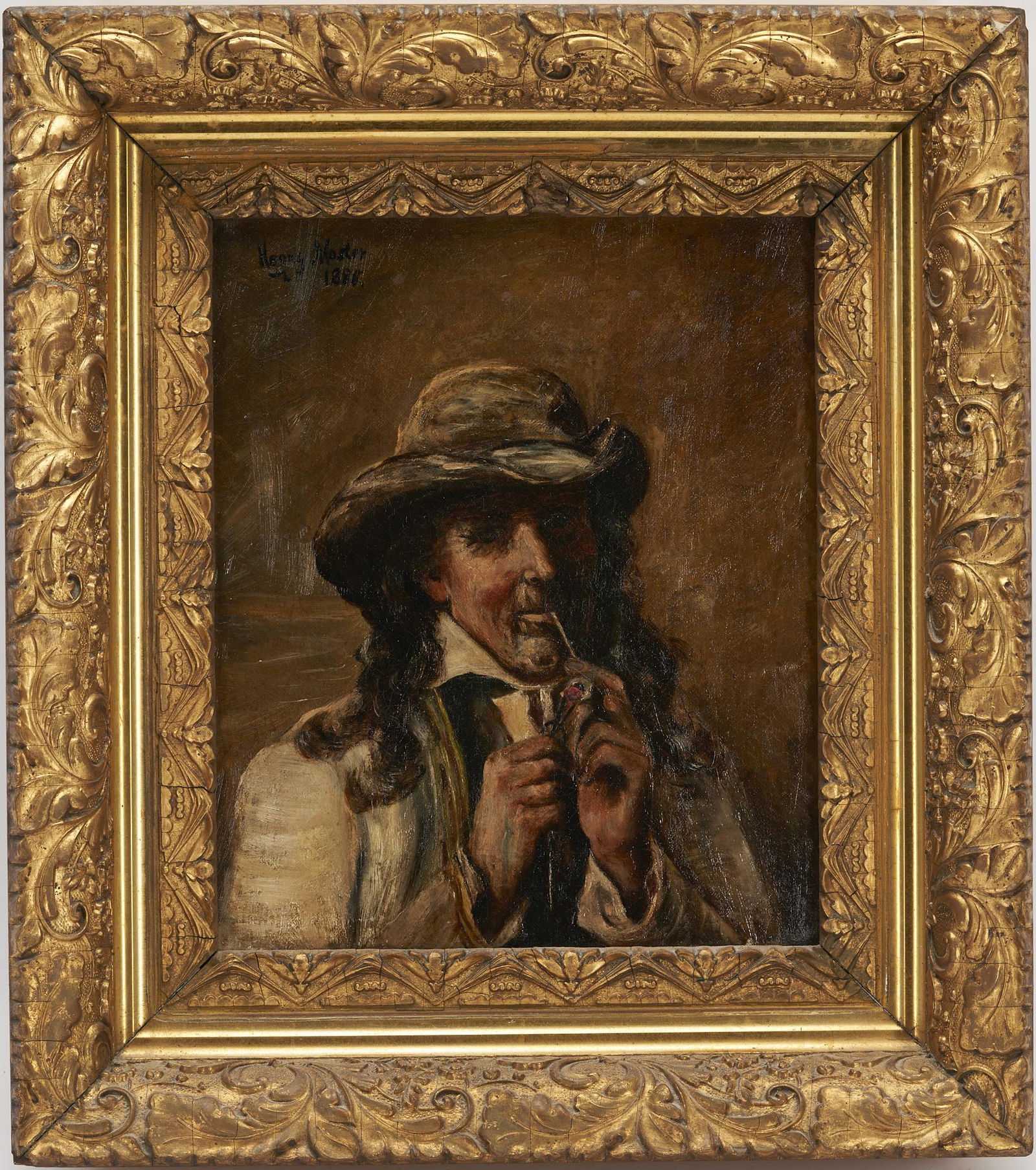 Henry Mosler O/C Portrait, Man Smoking a Pipe (1 of 8)