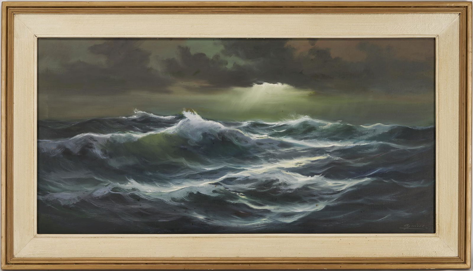 Large American School O/C Seascape Painting (1 of 9)