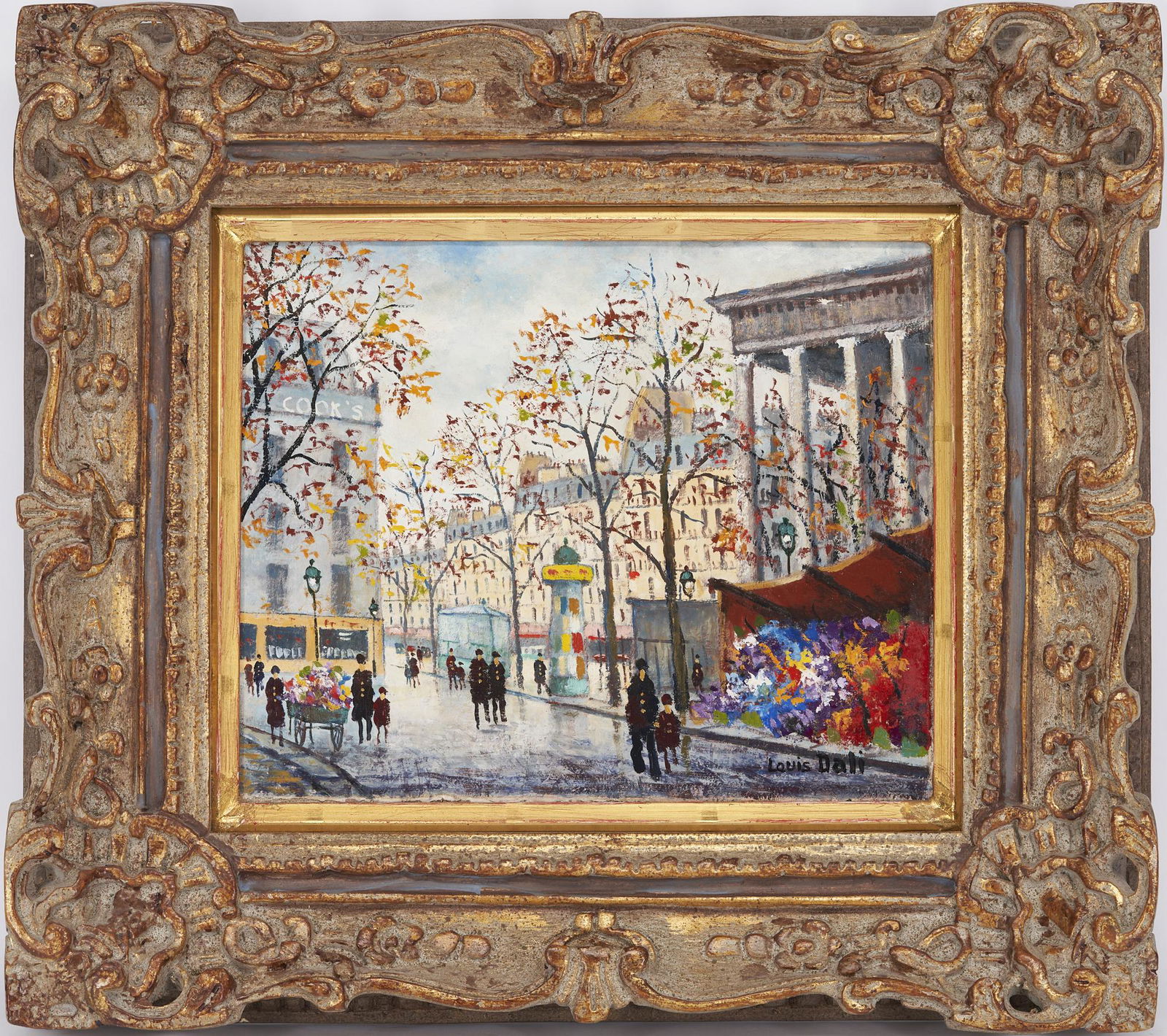 Louis Dali O/C Painting, Paris Street Scene with Flower Sellers (1 of 11)
