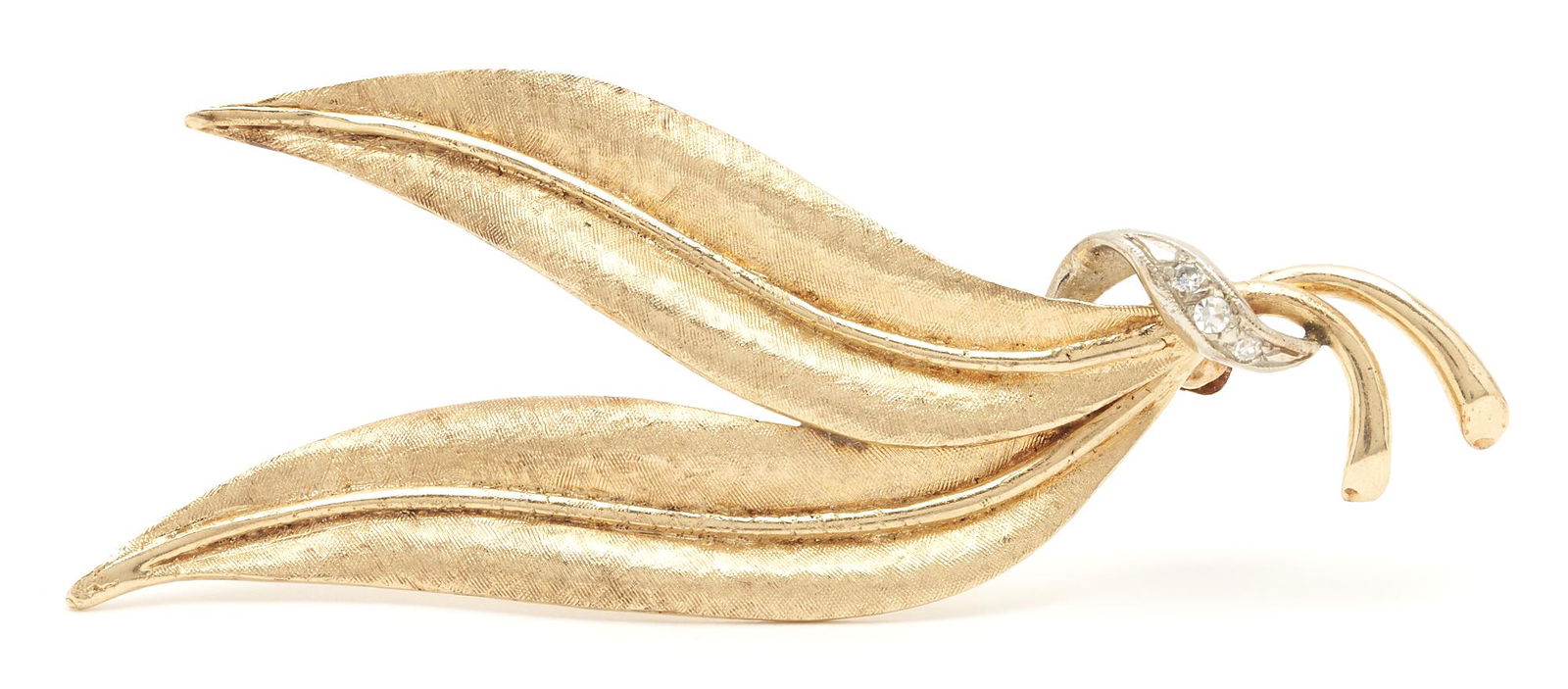 12K Gold & Diamond Leaf Brooch (1 of 6)