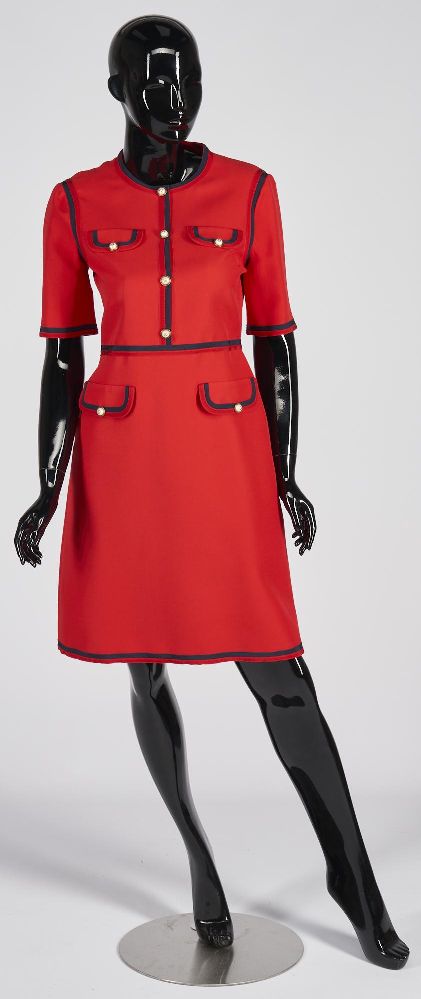 Gucci Red Wool Silk Midi Dress (1 of 9)