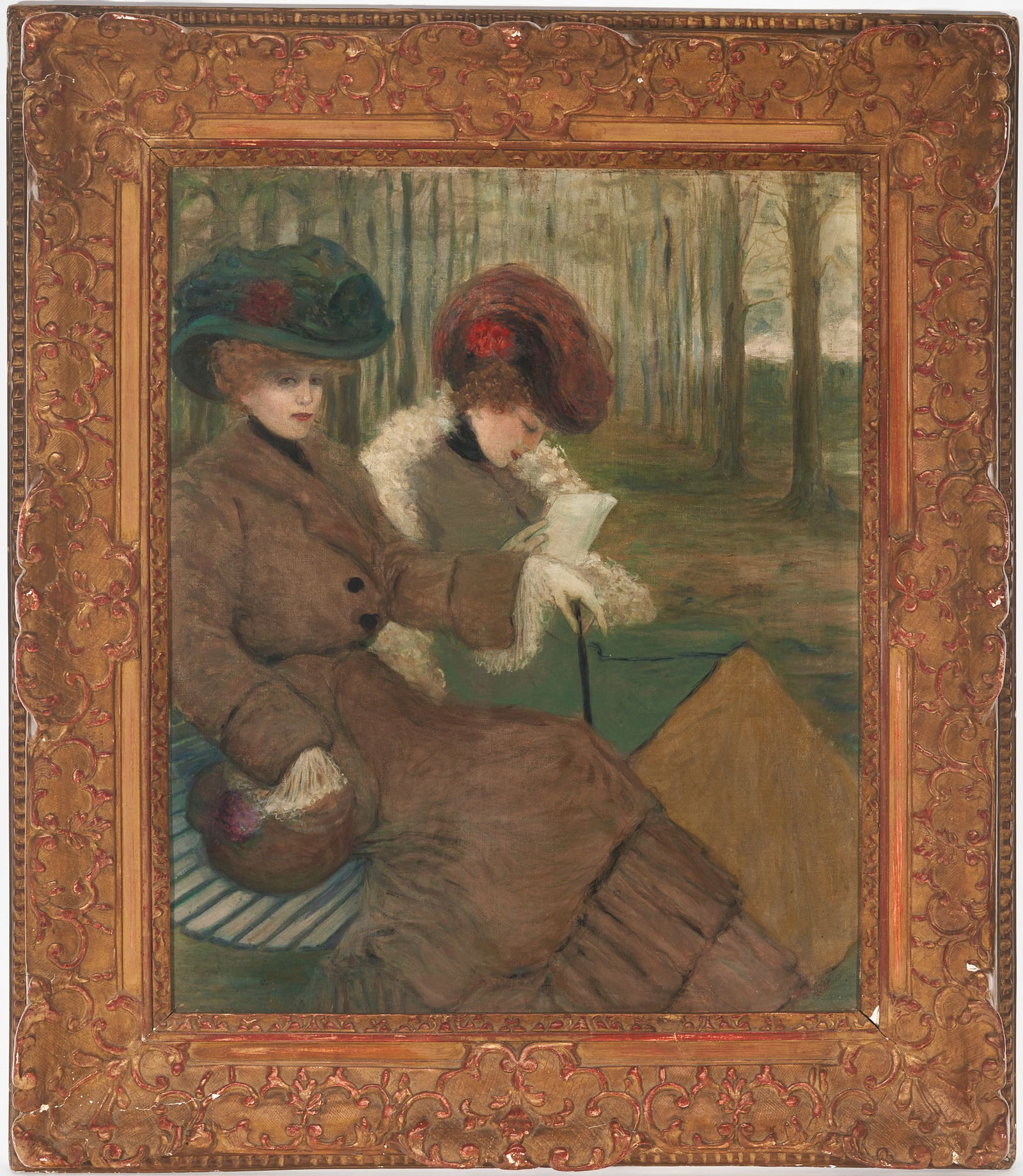 Willy Thiriar oil on canvas painting, Women in a Park (1 of 12)