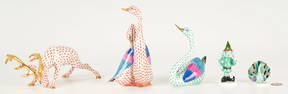 Grouping of 5 Herend Porcelain Animal Figures