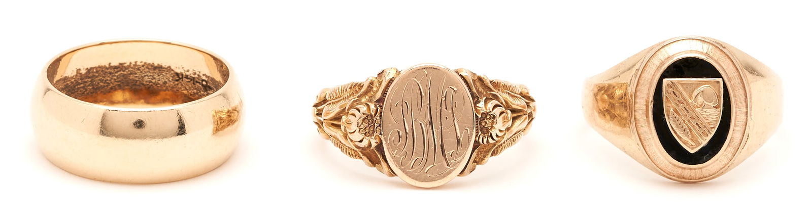 3 Gold Rings including onyx and signet rings (1 of 8)