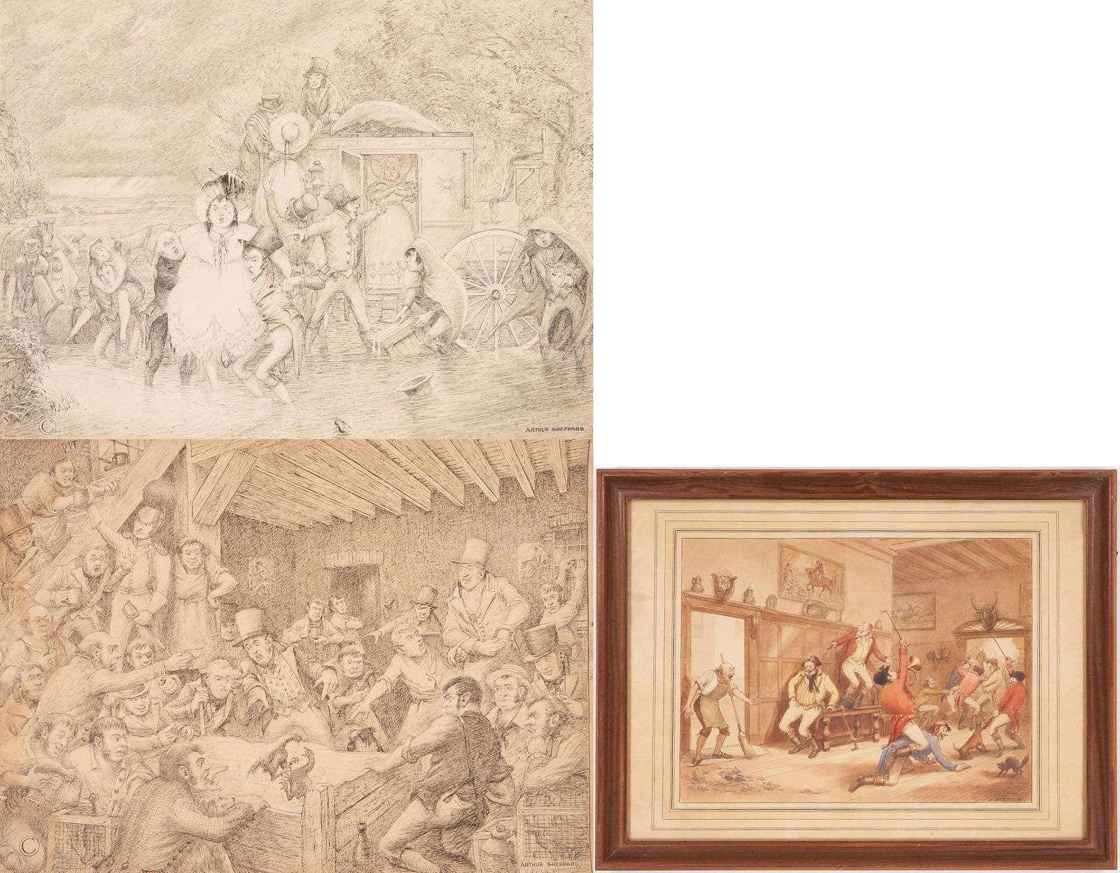 3 Arthur Sheppard Works, Framed W/C & 2 Drawings (1 of 20)