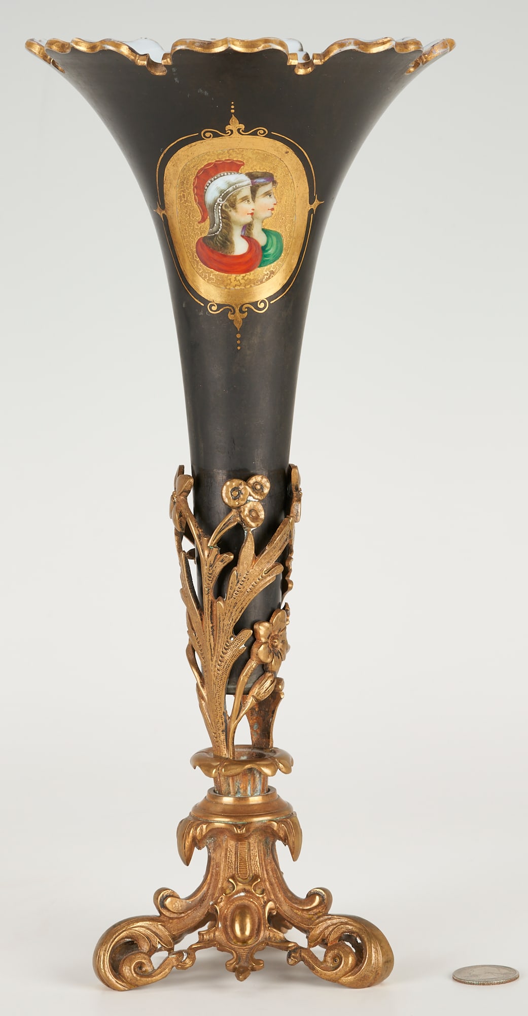 Bronze Mounted White Opaline Glass Classical Portrait Vase (1 of 10)