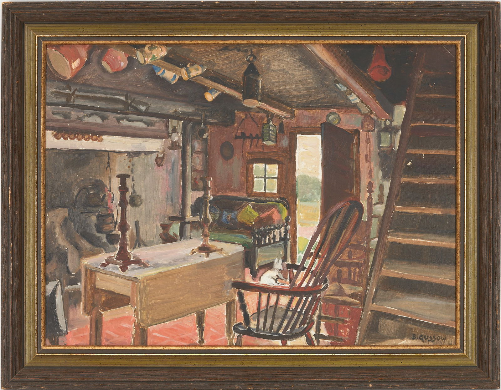 Bernard Gussow Oil Painting, Cabin Interior (1 of 9)