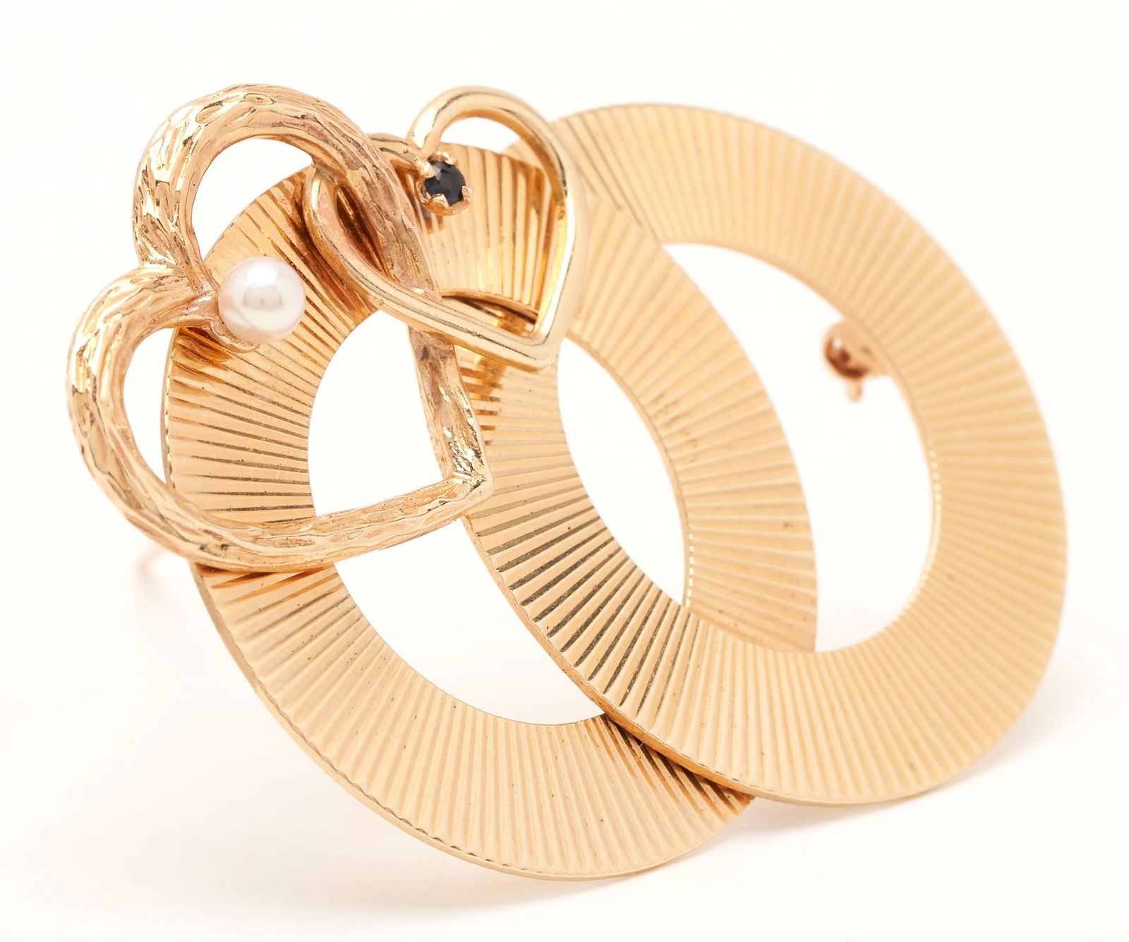 14K Designer 14K & Gemstone Heart Brooch (1 of 4)