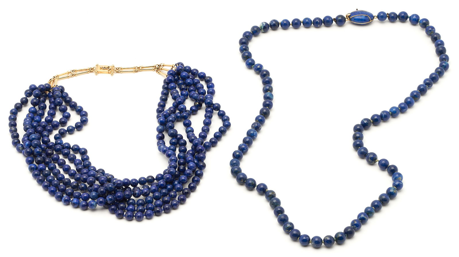 2 18K & Lapis Lazuli Beaded Necklaces (1 of 6)