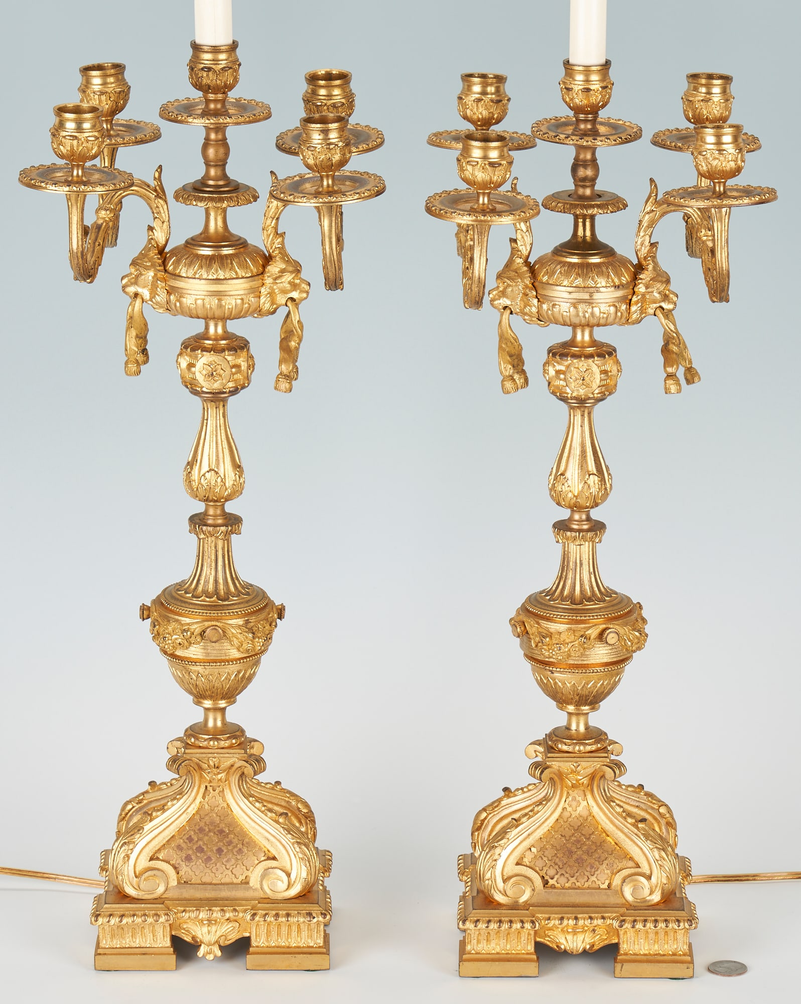 Pair of Gilt Bronze Candelabra, Fitted as Lamps (1 of 12)