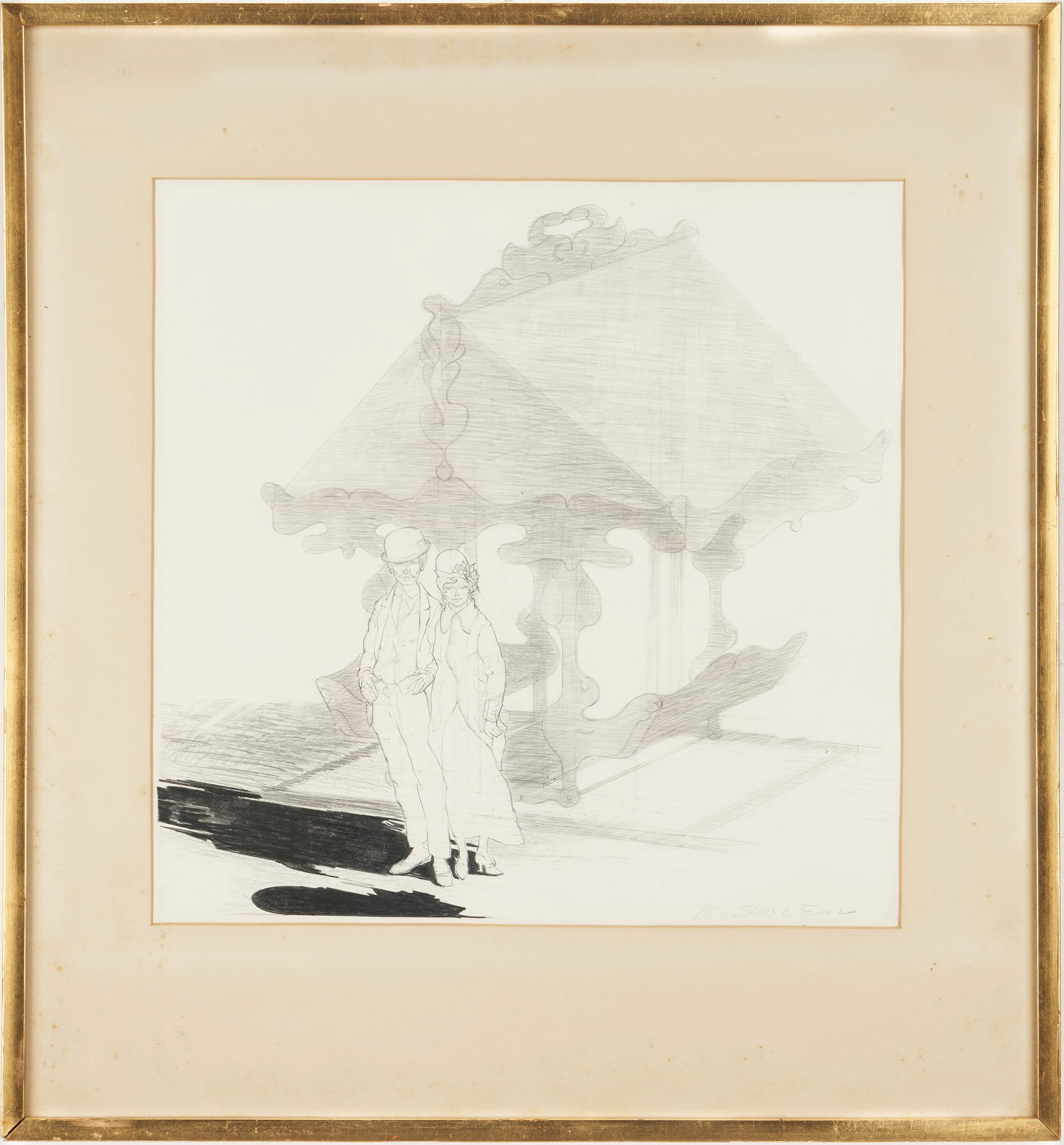 Carl Sublett Drawing, Couple w/ Gazebo (1 of 7)