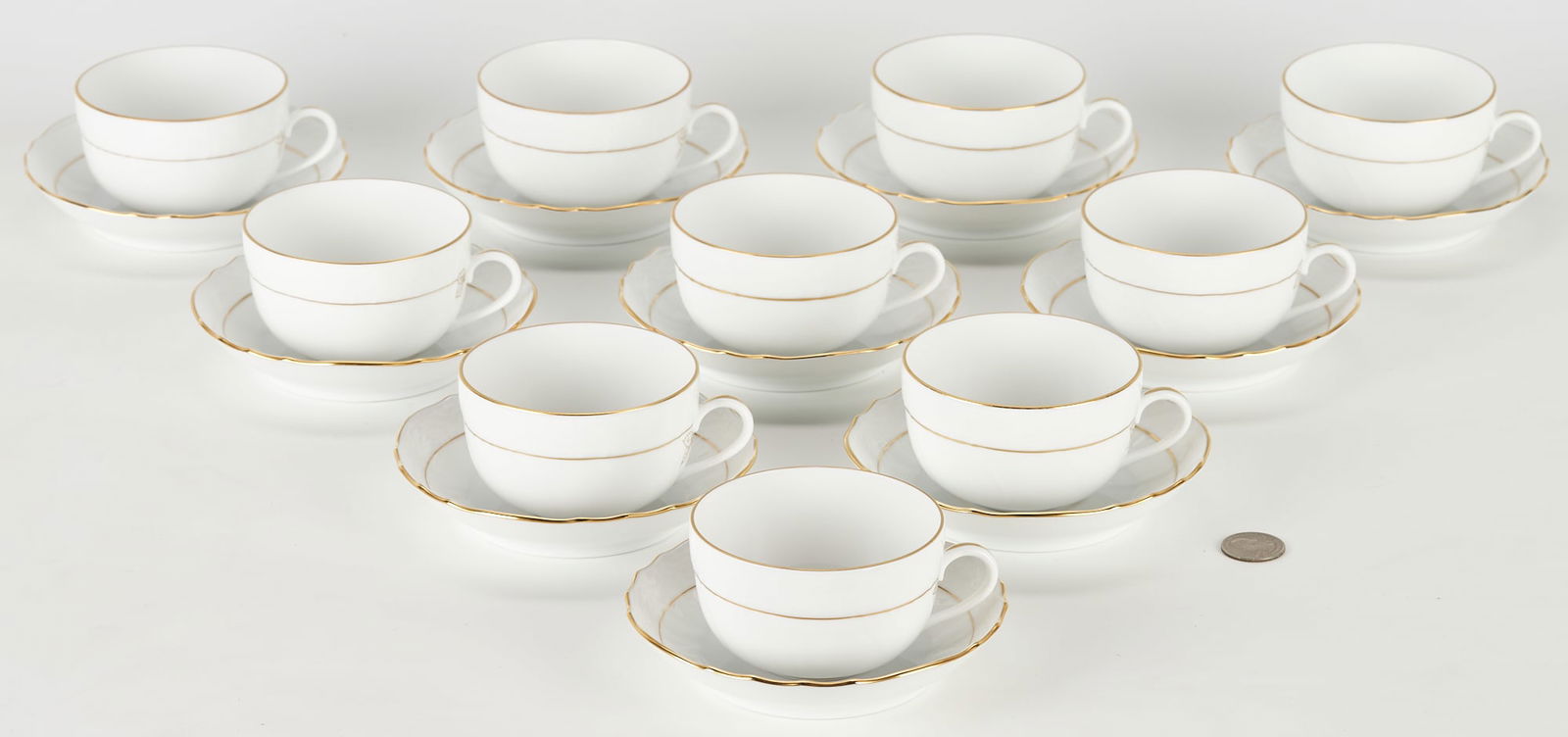 Herend Golden Edge Pattern Porcelain Cups & Saucers, 20 total (1 of 12)