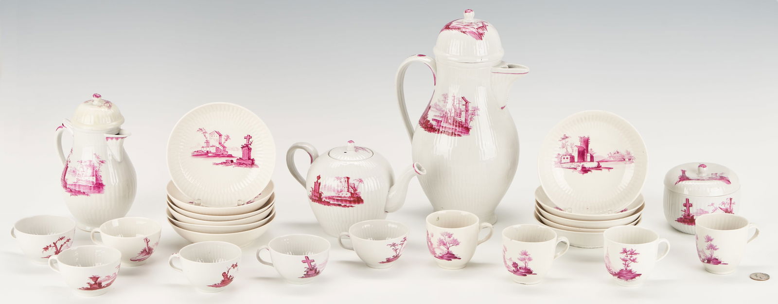German Gotha Thuringia Porcelain Tea Service, 25 pcs. (1 of 20)