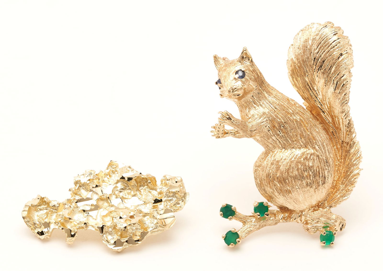 14K Squirrel Brooch & Gold Nugget Pendant (1 of 9)