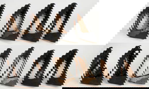 5 Prs. Christian Dior Pumps, incl. Dioramour: Five (5) assembled pairs of Christian Dior pumps including: one (1) pair of black suede Dioramour pumps with bee emblem, size 39.5; one (1) pair of D-Moi black suede and plumetis pumps, size 40; one (