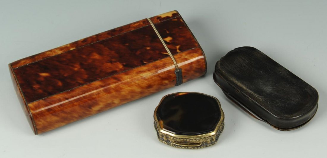 Three tortoise shell boxes including cigarette case - 2