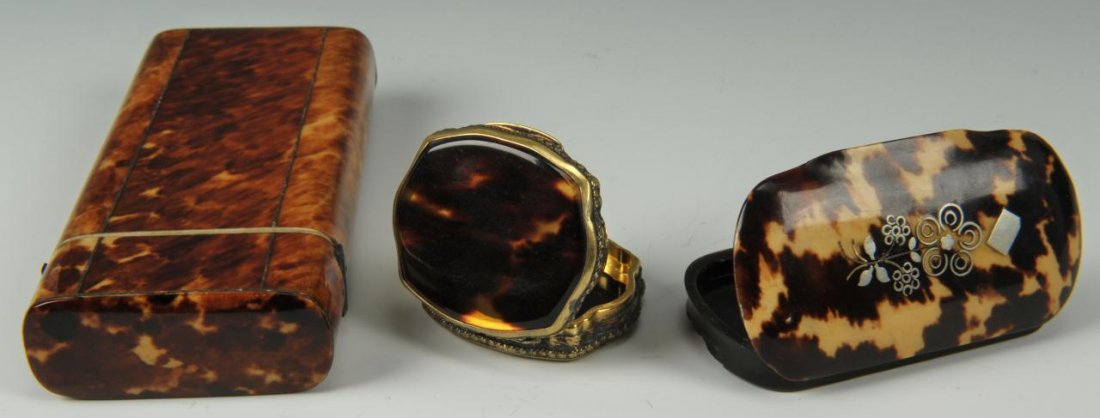 Three tortoise shell boxes including cigarette case - 6