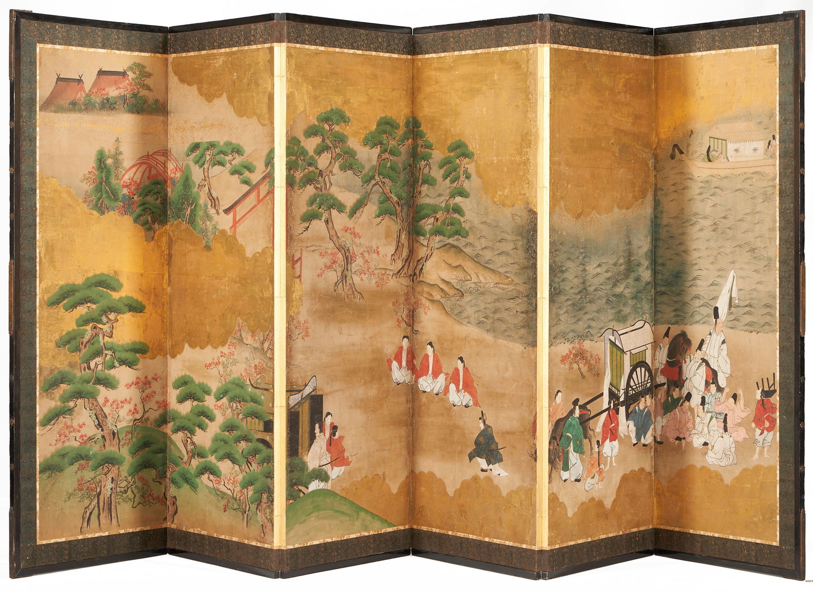 Japanese 6-panel folding screen or byobu, ex-Marvin Runyon (1 of 18)