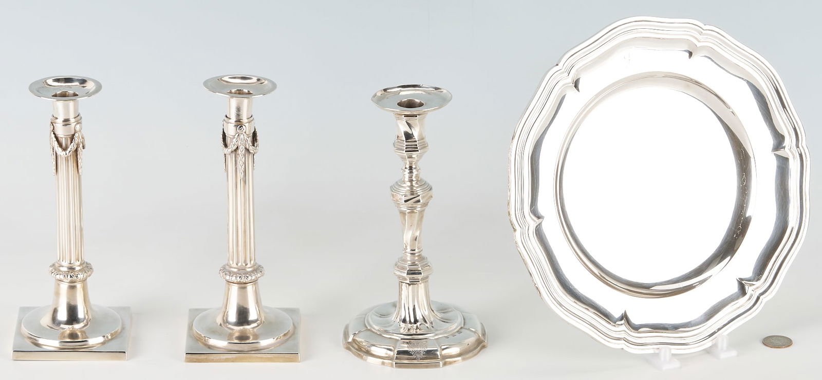 Continental .800 Silver Dish plus 3 candlesticks (1 of 20)