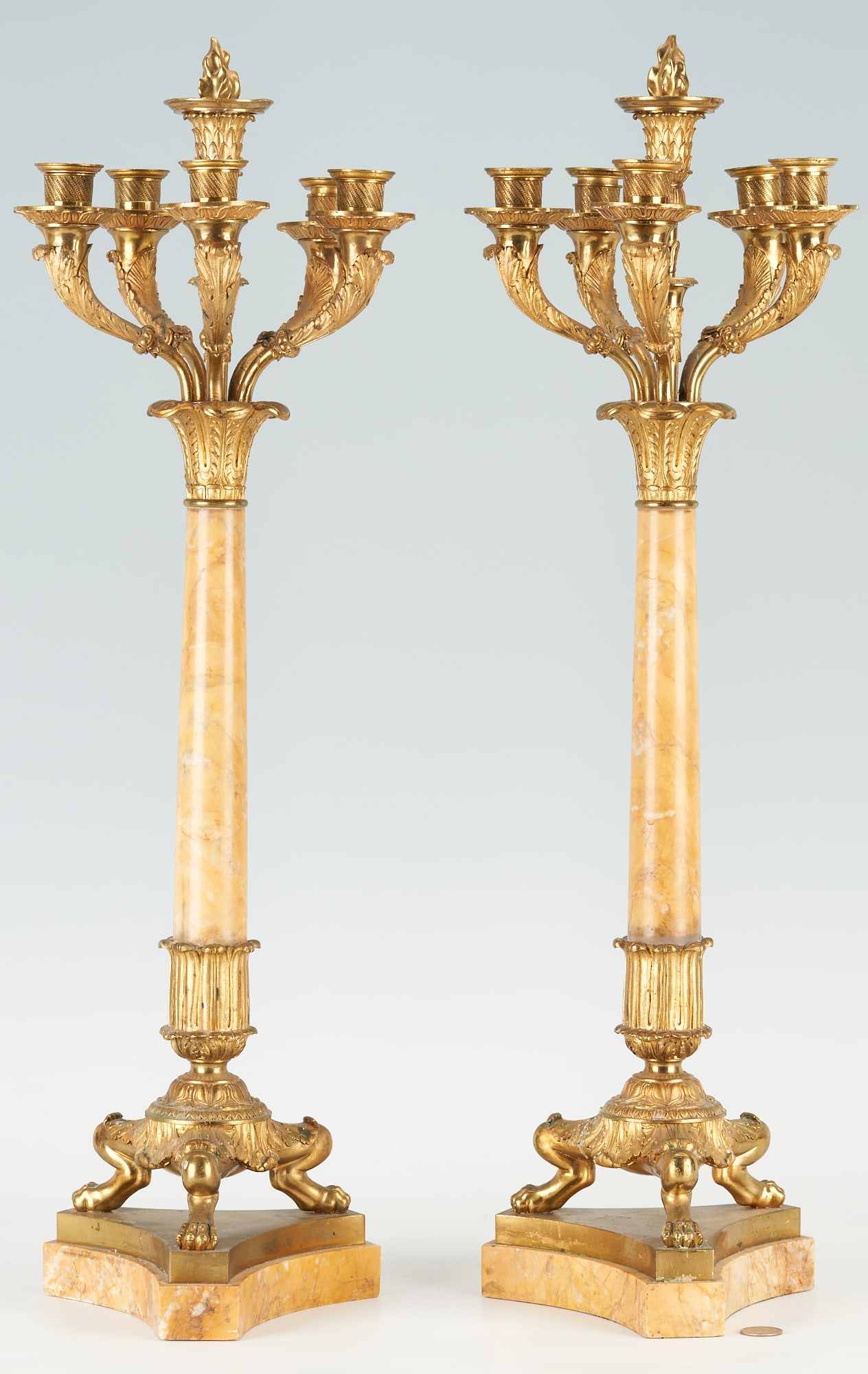 Pair Empire Style Bronze and Marble Candelabra (1 of 11)