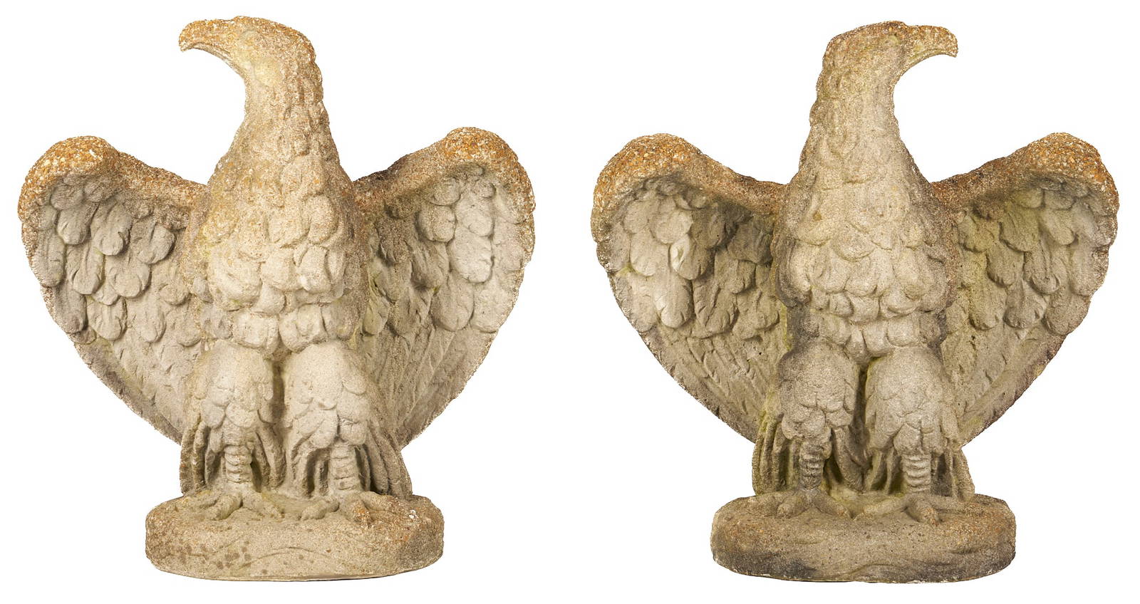 Pair Cast Stone Garden Eagle Sculptures Auction