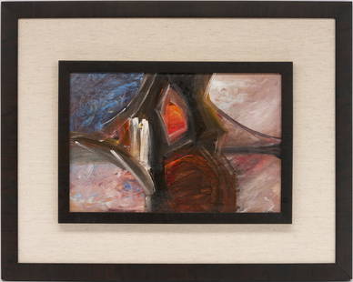 Merton Daniel Simpson, O/B Abstract Expressionist Painting: Merton D. Simpson (South Carolina/New York, 1928-2013) oil on board Abstract Expressionist painting rendered in heavy, gestural brushwork with areas of thick impasto. Initialed and dated "M.D.S. [19]8