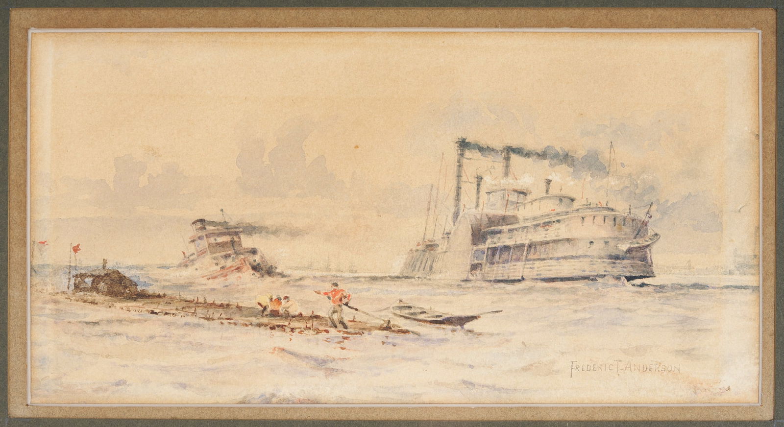 Frederic Tanqueray Anderson, Mississippi Riverboats Watercolor (1 of 9)