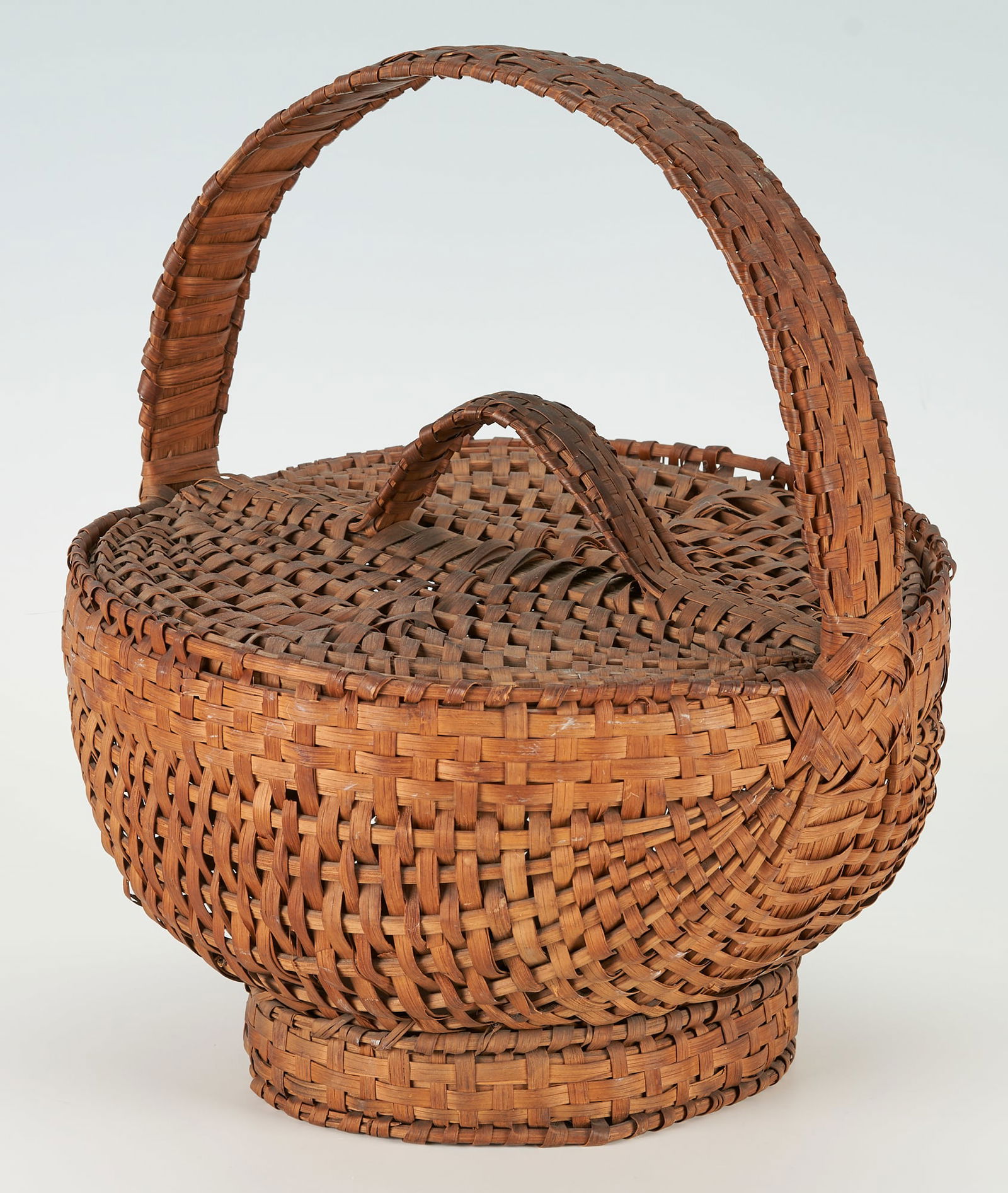 Appalachian Split Oak Lidded Work Basket, Exhibited (1 of 11)
