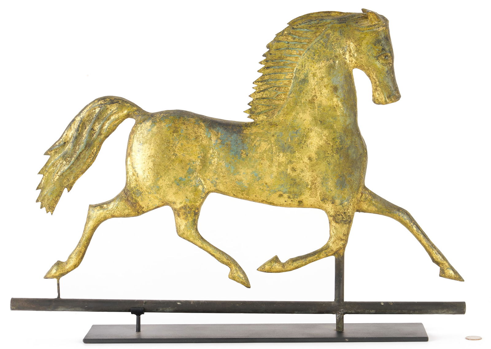 Figural Gilt Copper Black Hawk Horse Weathervane (1 of 15)