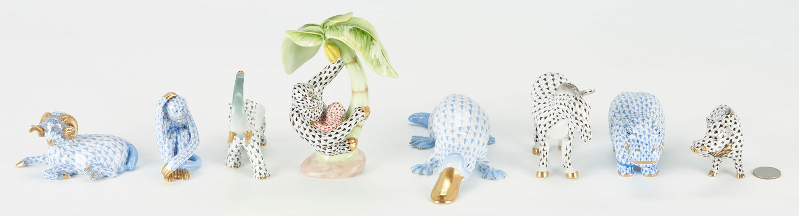 8 Herend Porcelain Wild Animals, incl. Platypus & Hippo (1 of 14)