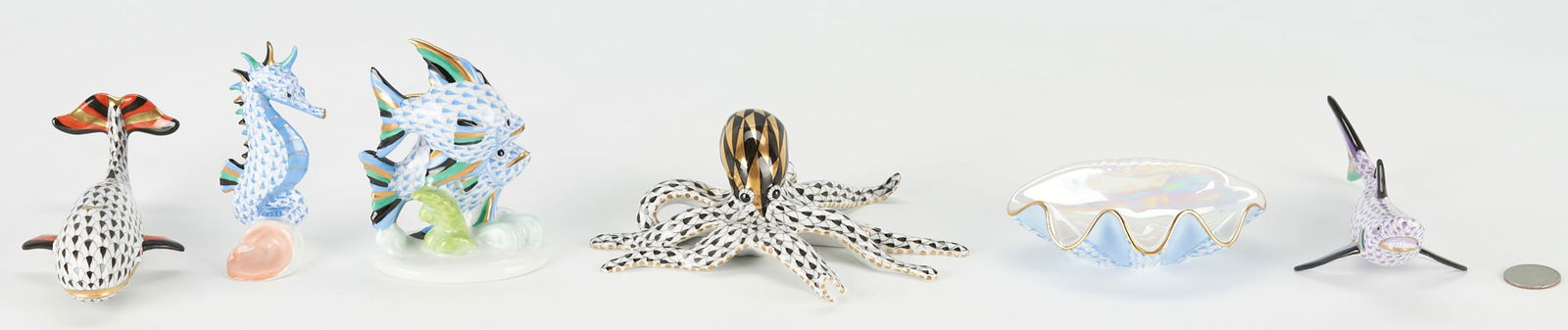 6 Herend Porcelain Sea Creatures, incl. Octopus & Shell (1 of 12)