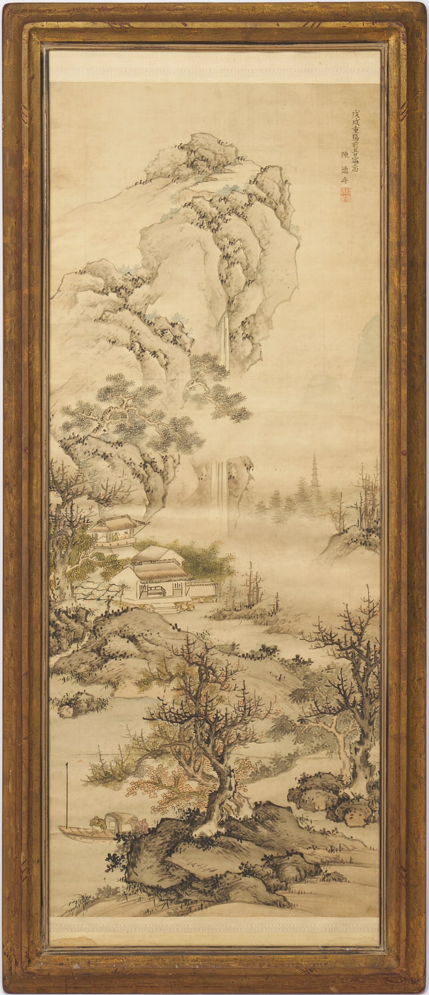 Large Framed Qing Landscape Scroll, possibly Chen Yizhou (1 of 12)