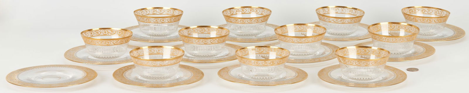 23 Saint Louis Cut Crystal Flared Bowls & Underplates (1 of 7)