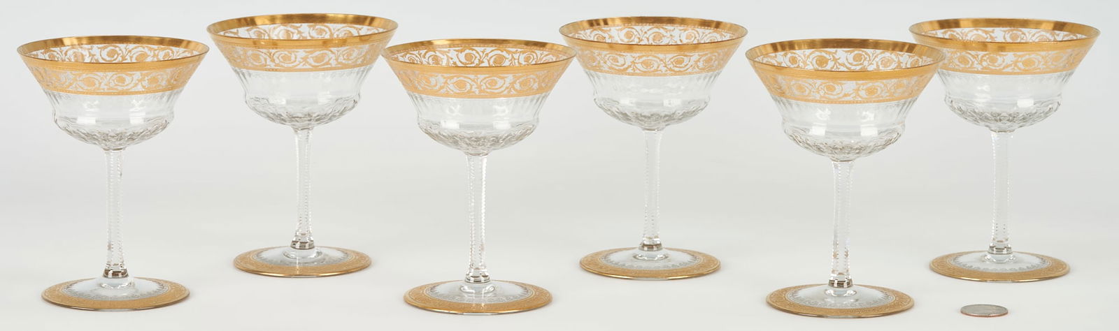 6 Saint Louis Thistle Pattern Crystal Champagne Glasses (1 of 7)
