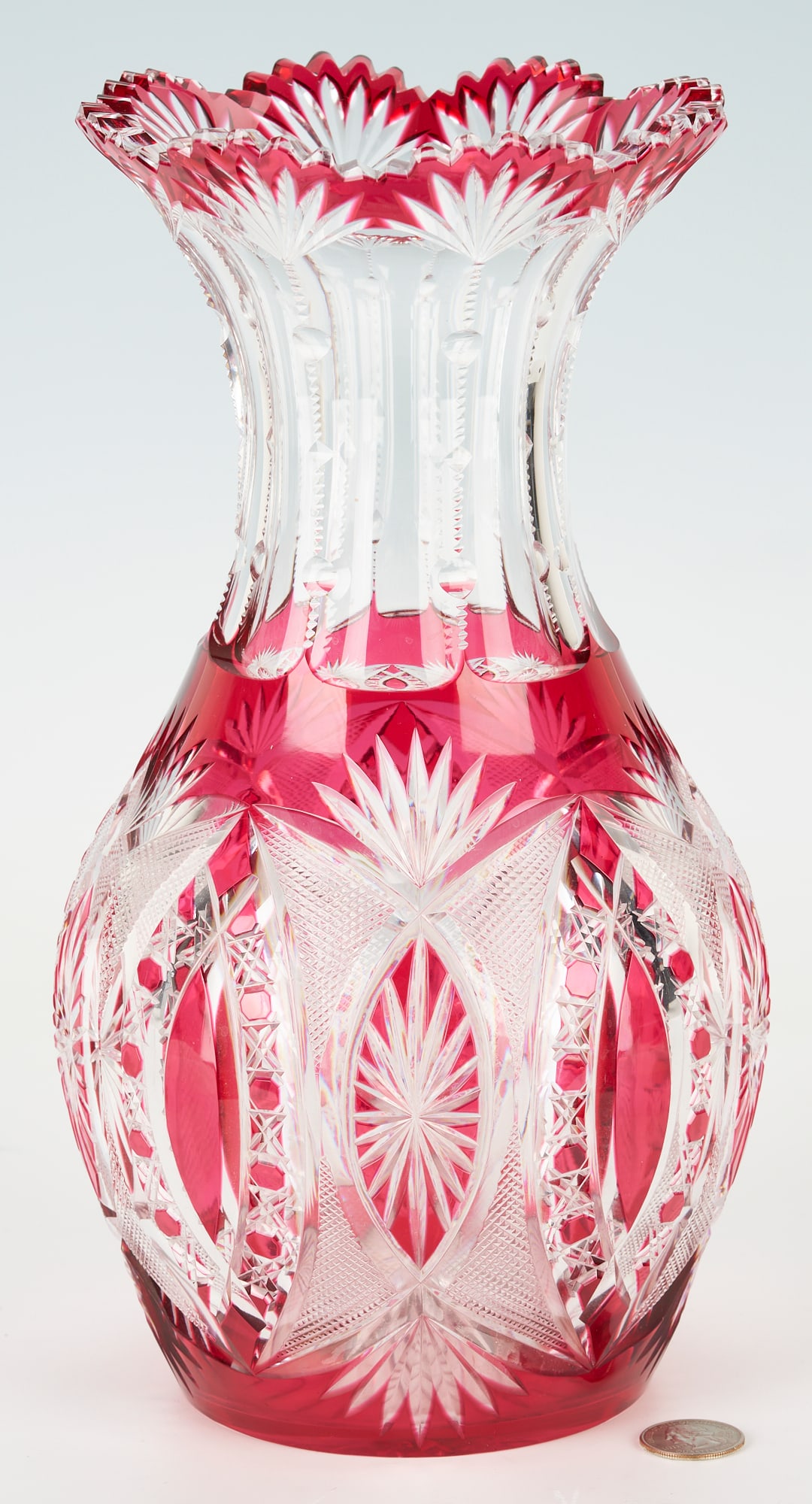 ABCG Vase, Red Glass Cut to Clear (1 of 12)