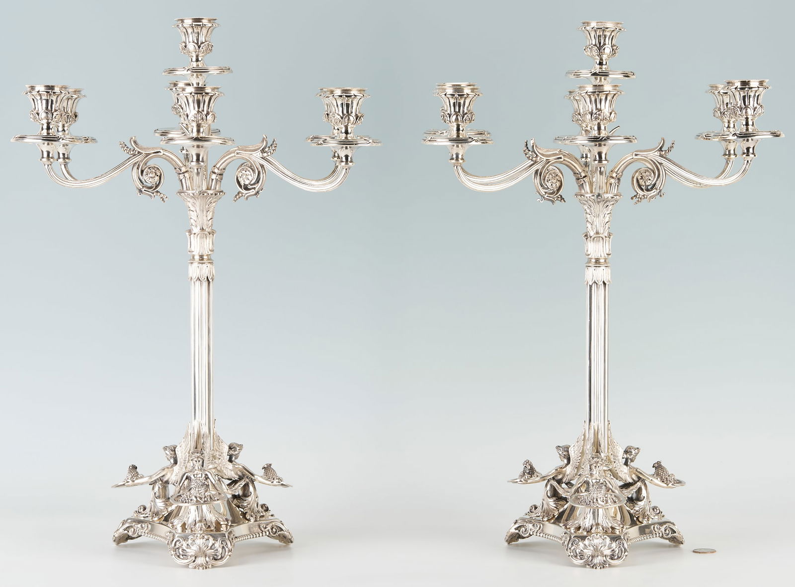 Pair of 7-Light Figural Silverplated Candelabra (1 of 20)